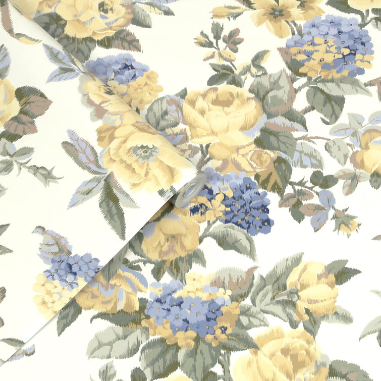 Pembrey Pale Gold Floral Non-Pasted Removable Wallpaper