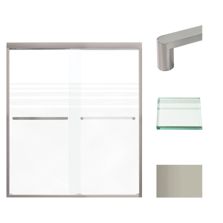Frederick Nickel 59" x 70" Semi-Frameless Frosted Glass Shower Door