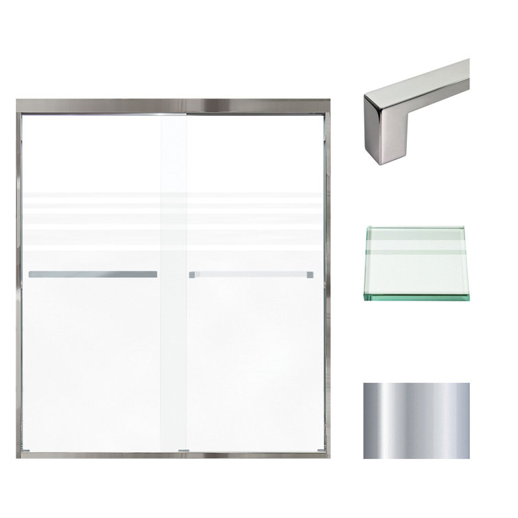 Frederick 59" Polished Chrome Semi-Frameless Sliding Shower Door