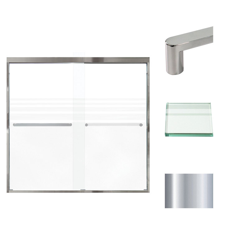 Frederick 59" Polished Chrome Semi-Frameless Shower Door with Frosted Glass