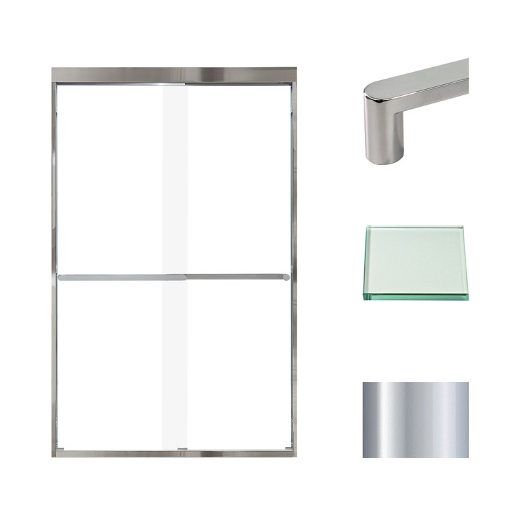 Frederick 47" Polished Chrome Semi-Frameless Sliding Shower Door