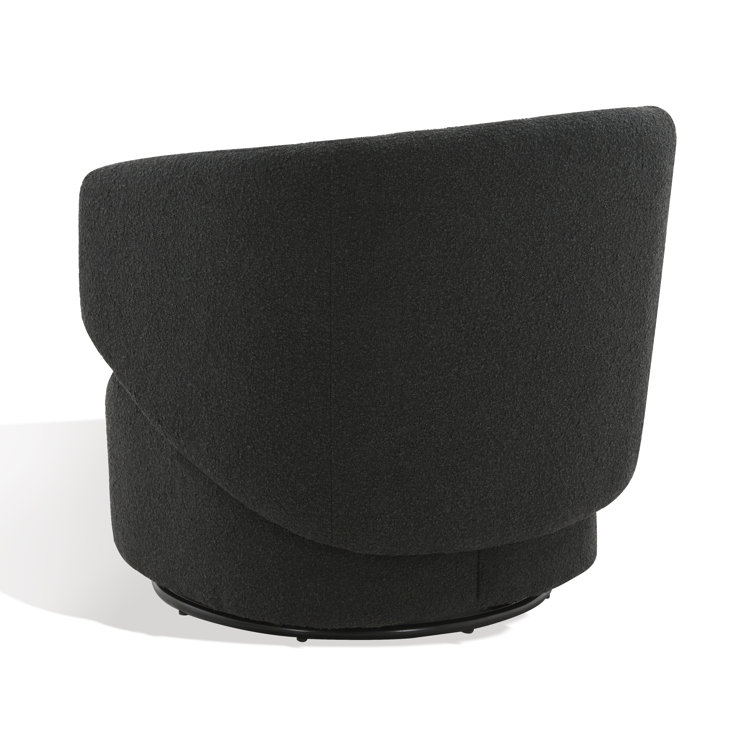 Elegant Black Boucle 31" Swivel Barrel Chair