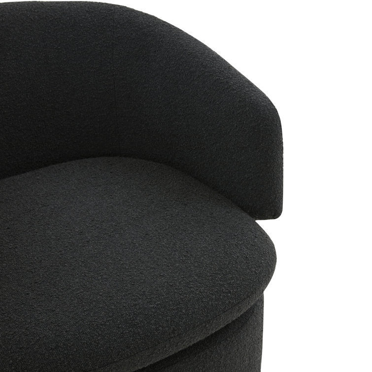 Elegant Black Boucle 31" Swivel Barrel Chair