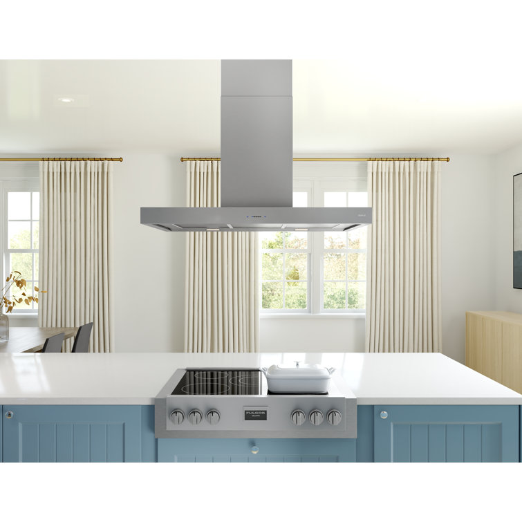 Roma 36-Inch Stainless Steel Island Range Hood with LED Light