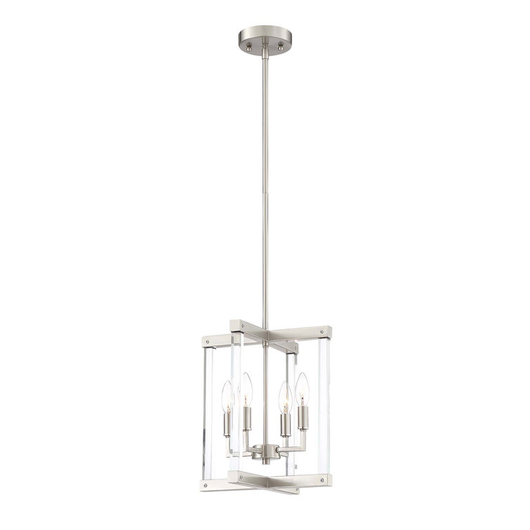 Regent Rectangular 4-Light 13.5" Polished Nickel Pendant