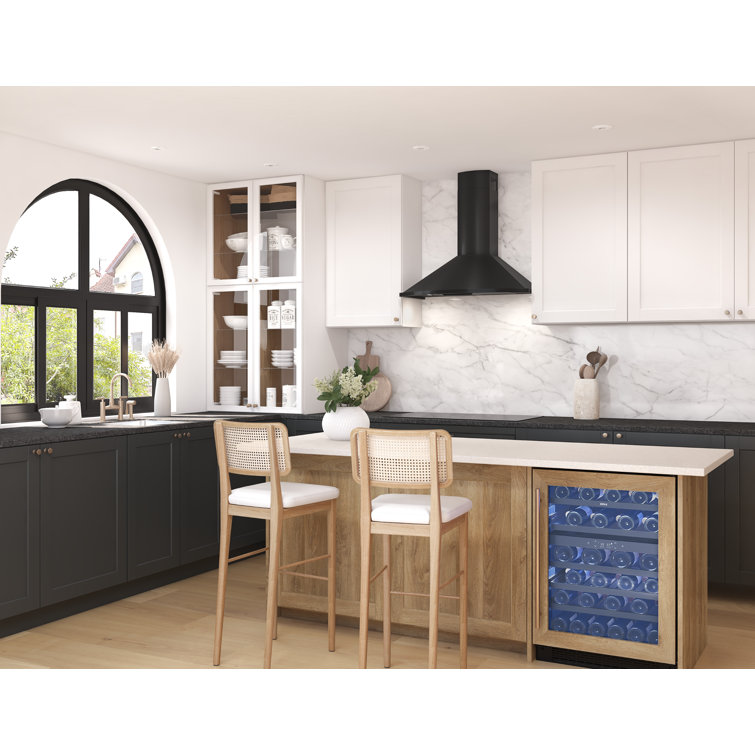 Savona Black Stainless Steel Wall Mount Range Hood with LED Lights