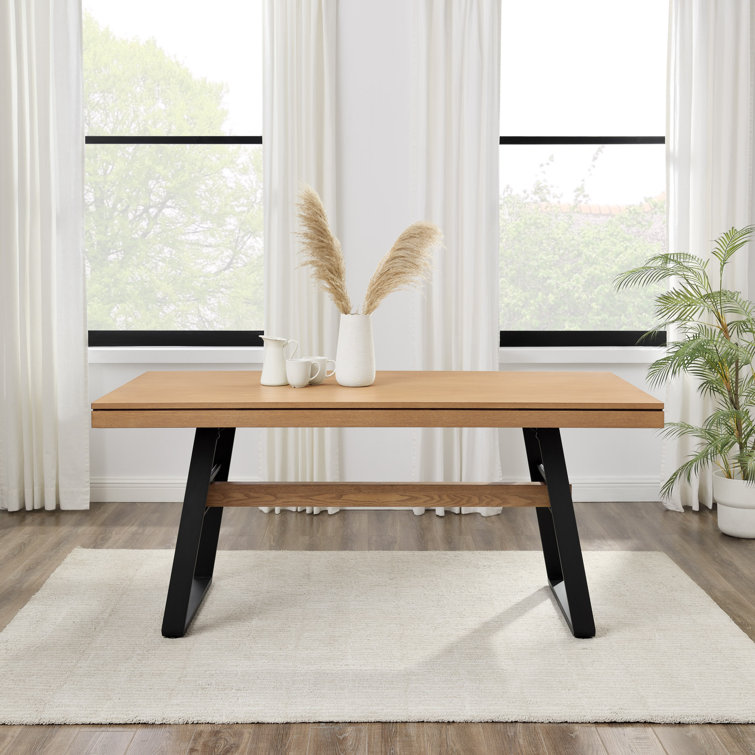 Light Oak Industrial Metal and Wood 72" Dining Table