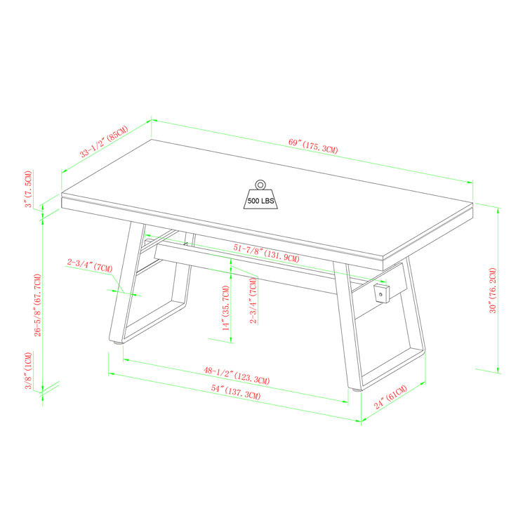 Light Oak Industrial Metal and Wood 72" Dining Table