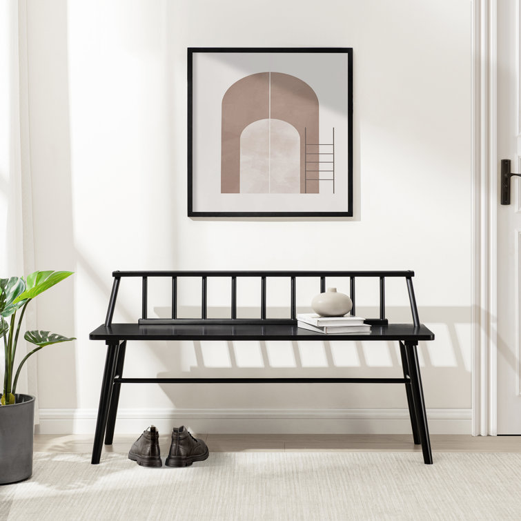 Black Pine Wood 47" Low Spindle-Back Bench