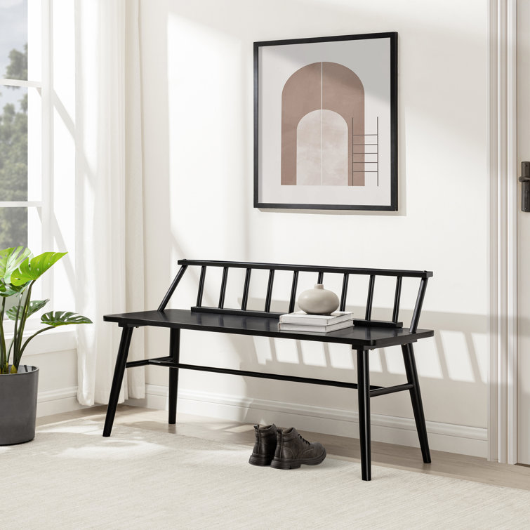 Black Pine Wood 47" Low Spindle-Back Bench