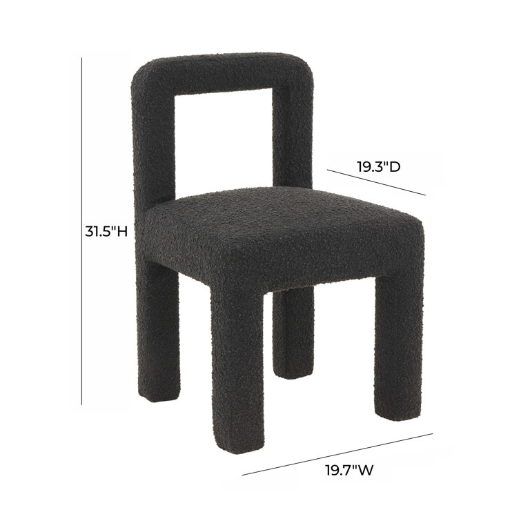 Black Boucle Upholstered Solid Wood Dining Chair