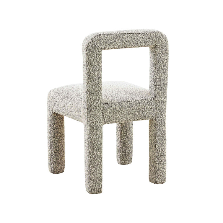 Gray Boucle Upholstered Open Back Dining Chair