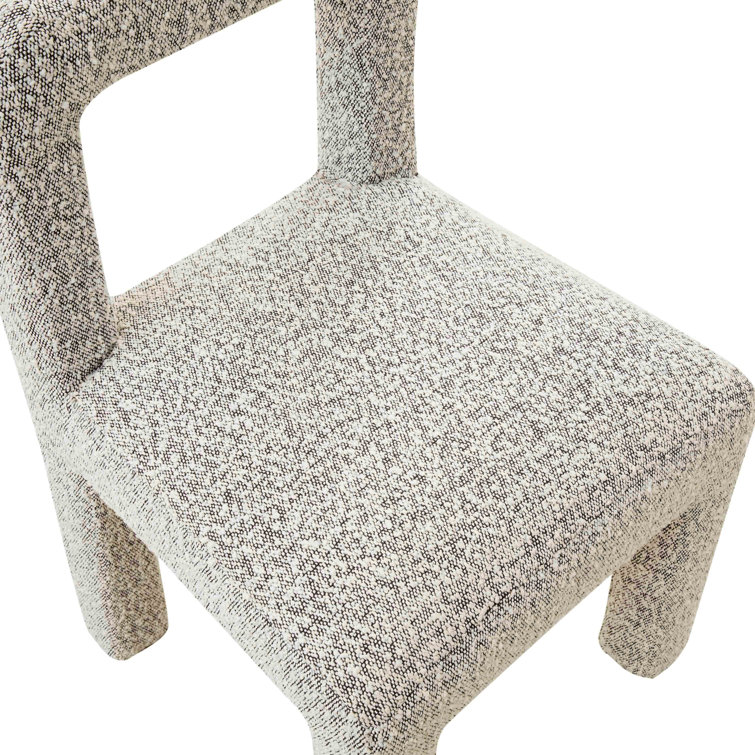 Gray Boucle Upholstered Open Back Dining Chair