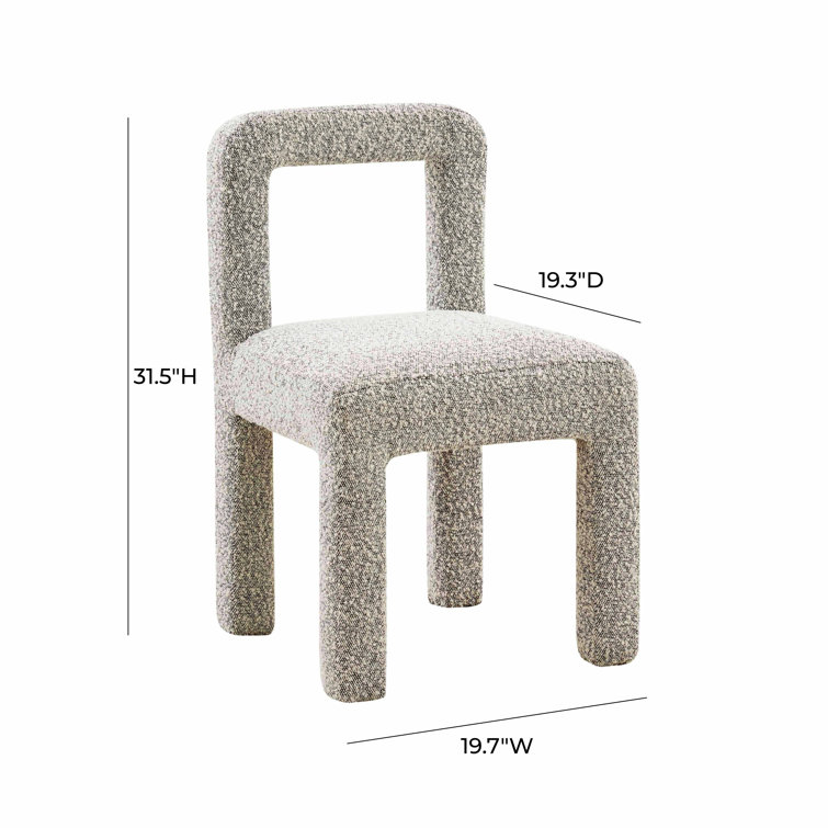 Gray Boucle Upholstered Open Back Dining Chair