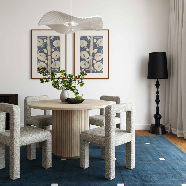 Gray Boucle Upholstered Open Back Dining Chair