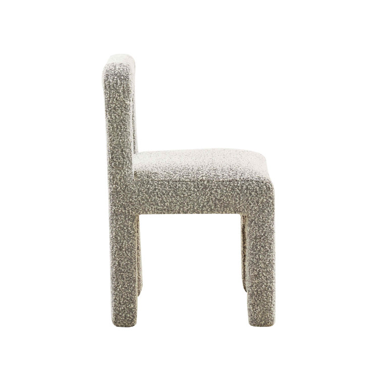 Gray Boucle Upholstered Open Back Dining Chair