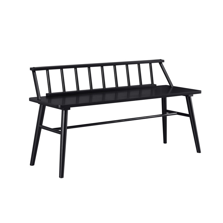 Black Pine Wood 47" Low Spindle-Back Bench
