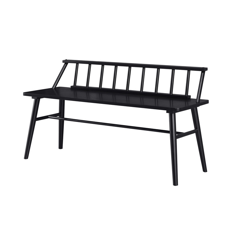 Black Pine Wood 47" Low Spindle-Back Bench
