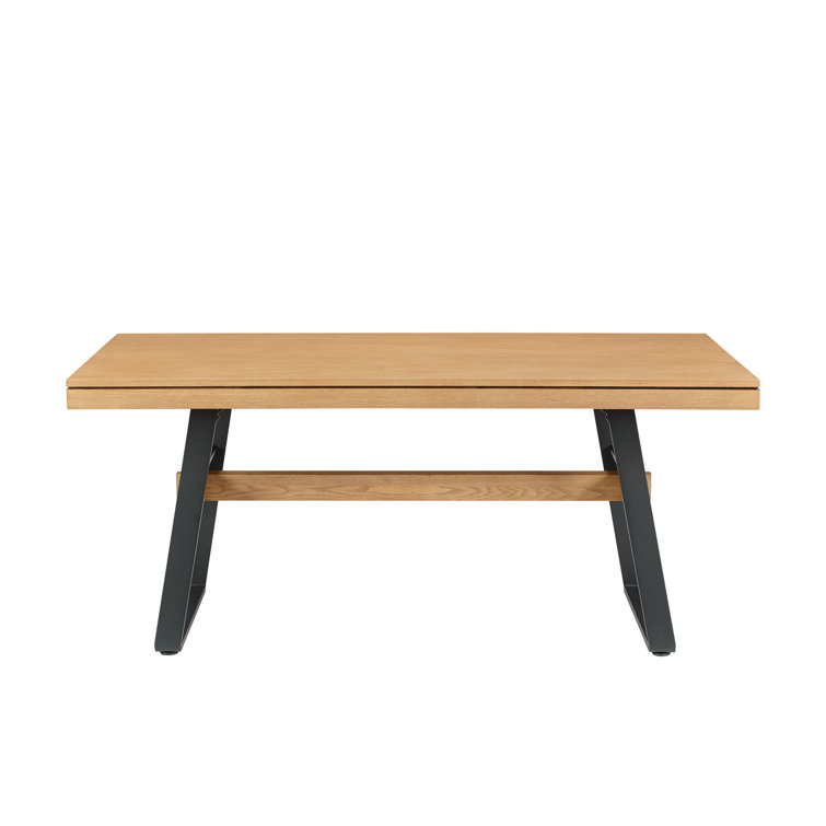 Light Oak Industrial Metal and Wood 72" Dining Table