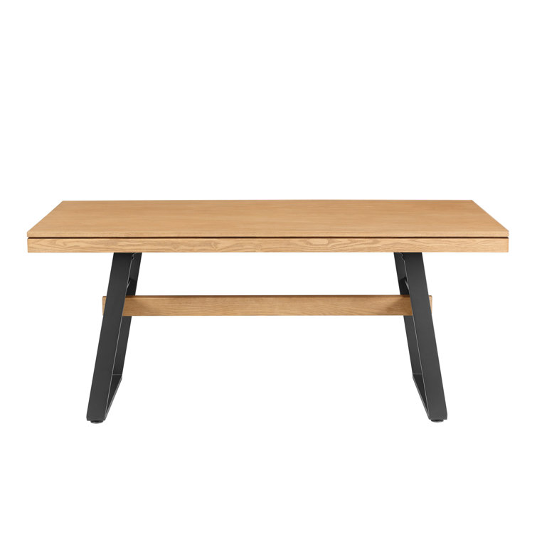 Light Oak Industrial Metal and Wood 72" Dining Table