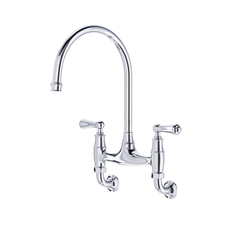 Classic Polished Nickel 14" Brass Kitchen Faucet with Dual Handles