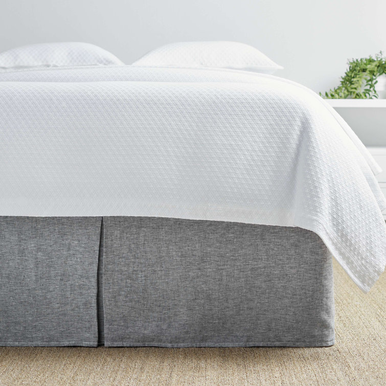 Adjustable Length Black Linen King Bed Skirt