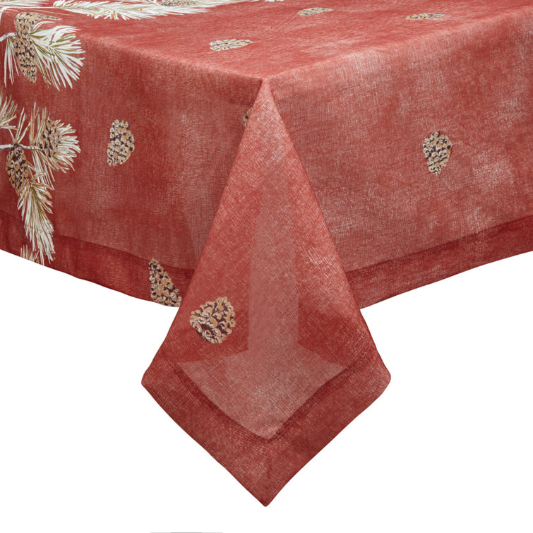 Burnt Orange Pinecone Fall Fabric Table Runner