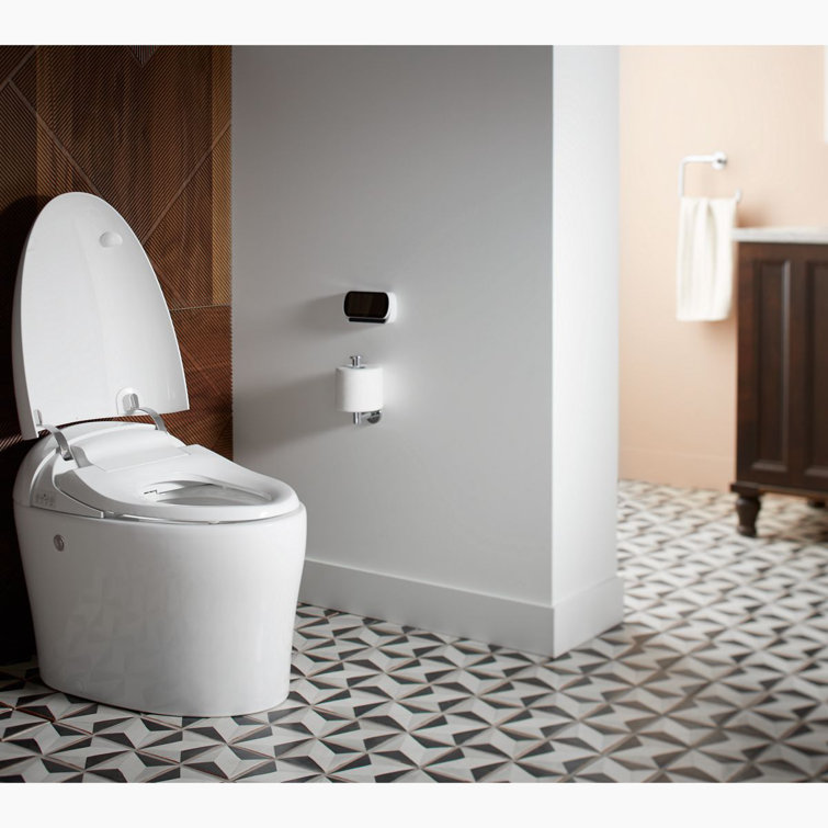 White Elongated Free Standing Dual Flush Toilet