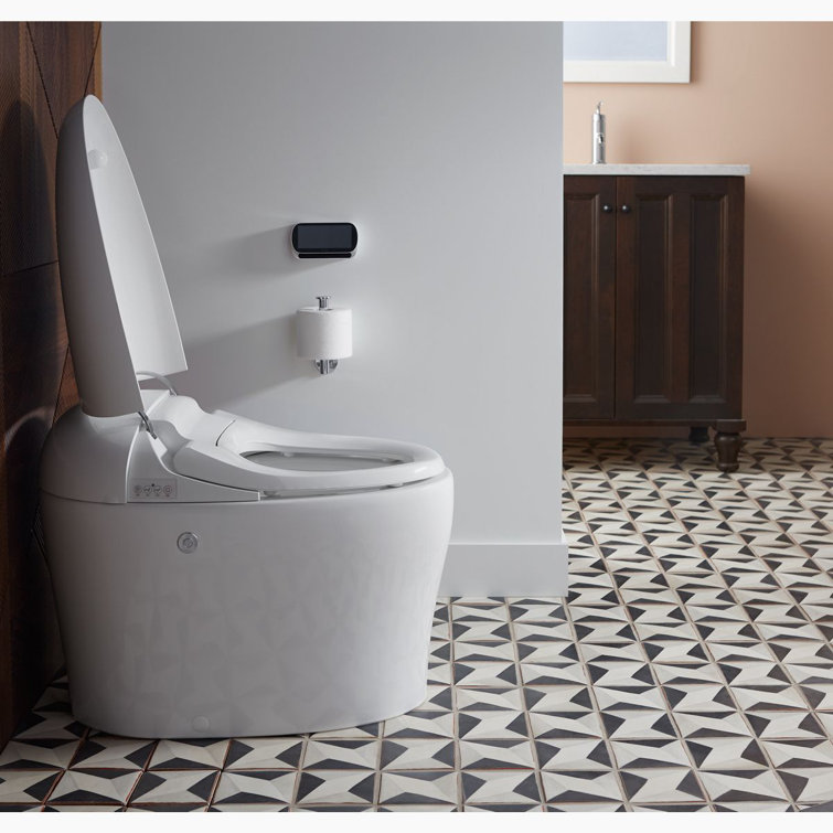 White Elongated Free Standing Dual Flush Toilet