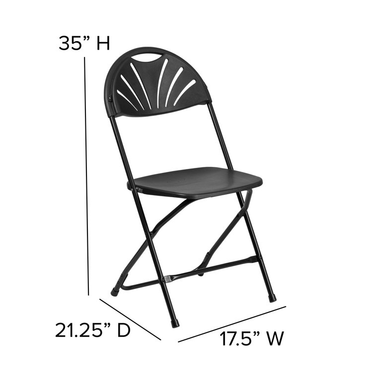 Hercules Series 650 lb Capacity Black Plastic Fan Back Folding Chair