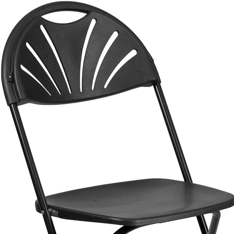 Hercules Series 650 lb Capacity Black Plastic Fan Back Folding Chair