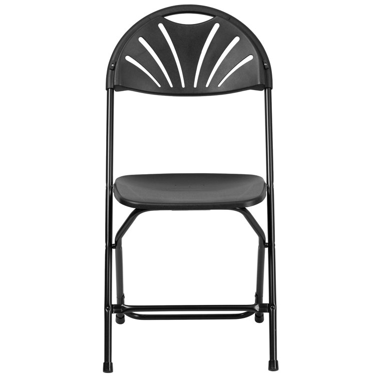 Hercules Series 650 lb Capacity Black Plastic Fan Back Folding Chair