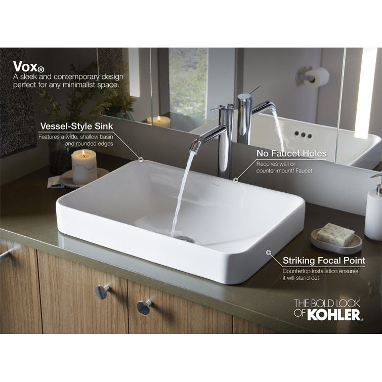 Brushed Ceramic Rectangular Vessel Bathroom Sink