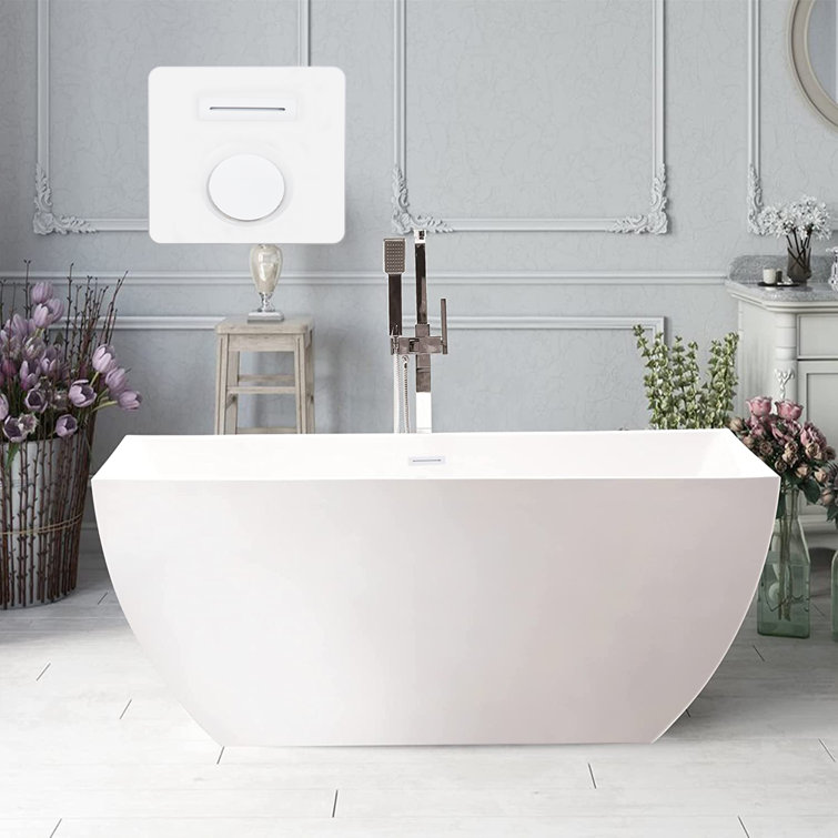 Pure White 59" Acrylic Freestanding Soaking Bathtub