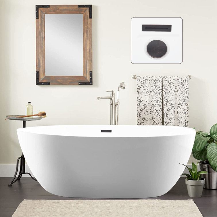 68.5" White Acrylic Freestanding Soaking Bathtub