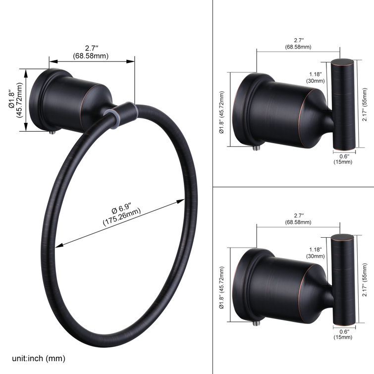Oil Rubbed Bronze 3-Piece Metal Bathroom Hardware Set