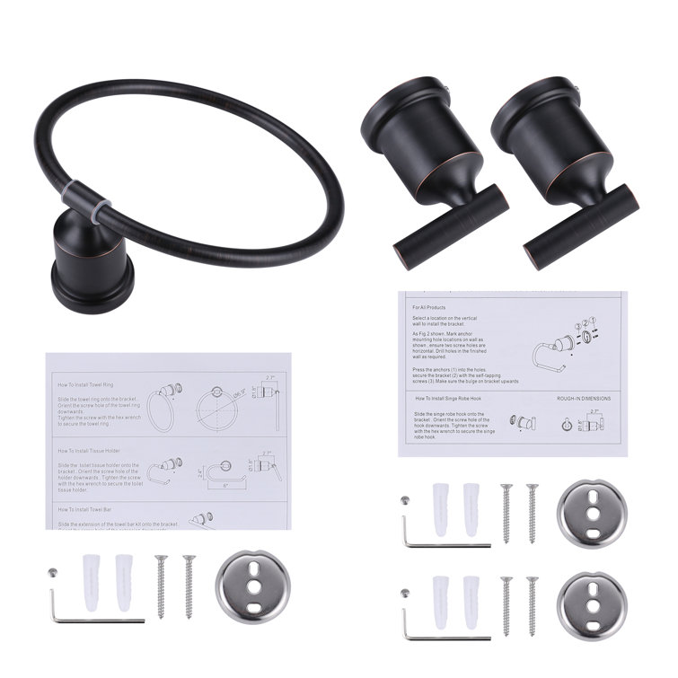 Oil Rubbed Bronze 3-Piece Metal Bathroom Hardware Set