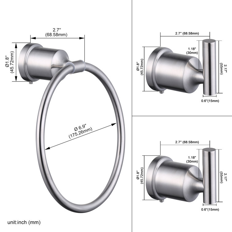 Brushed Nickel 3-Piece Bathroom Hardware Set with Stainless Steel