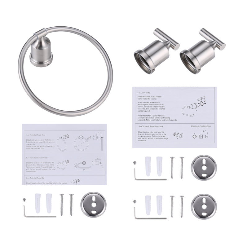 Brushed Nickel 3-Piece Bathroom Hardware Set with Stainless Steel