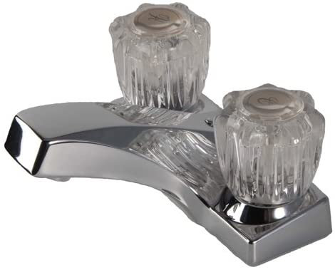 Chrome Dual Handle Bathroom Faucet with Clear Knobs