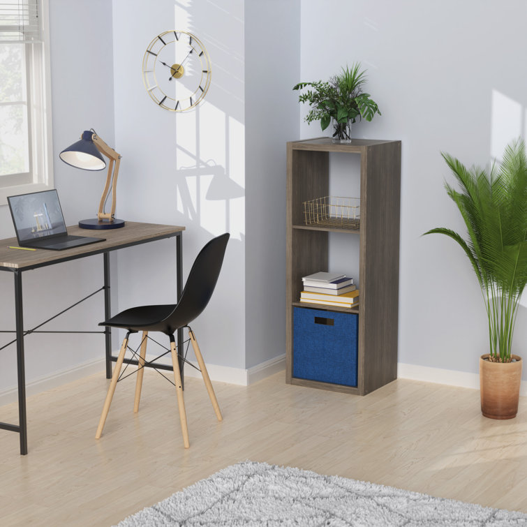 Graphite Gray 44" Wood 3-Cube Storage Organizer
