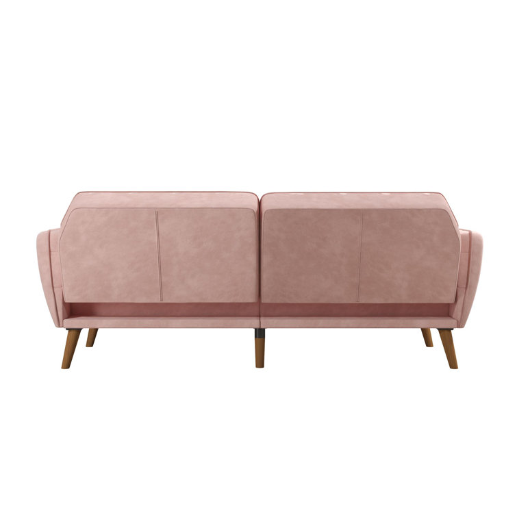 Pink Tufted Faux Leather Twin Sleeper Sofa with Memory Foam
