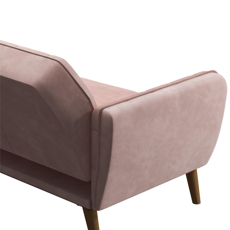 Pink Tufted Faux Leather Twin Sleeper Sofa with Memory Foam
