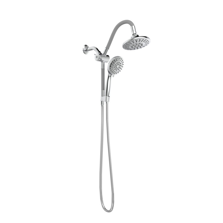 Chrome Dual Shower Head with Handheld and Jet Functions