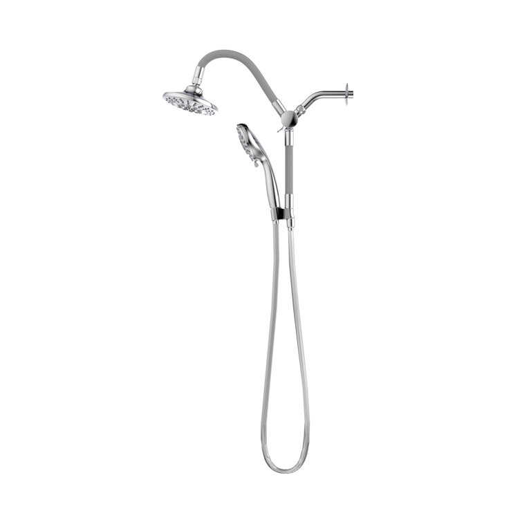 Chrome Dual Shower Head with Handheld and Jet Functions