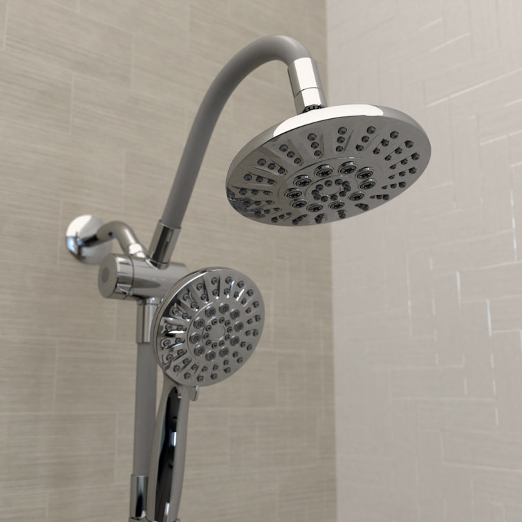Chrome Dual Shower Head with Handheld and Jet Functions