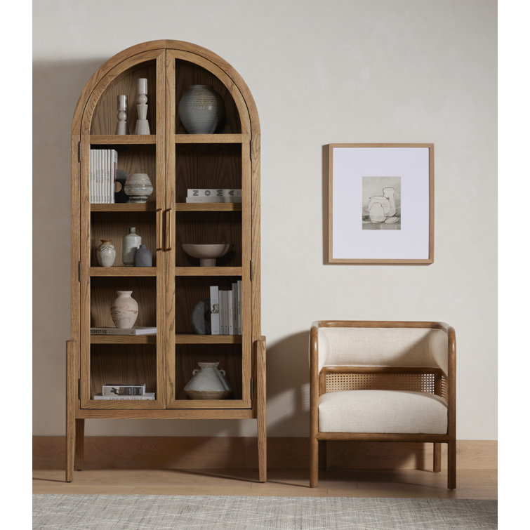 Contemporary Black Solid Oak 38" Adjustable Shelving Curio Cabinet