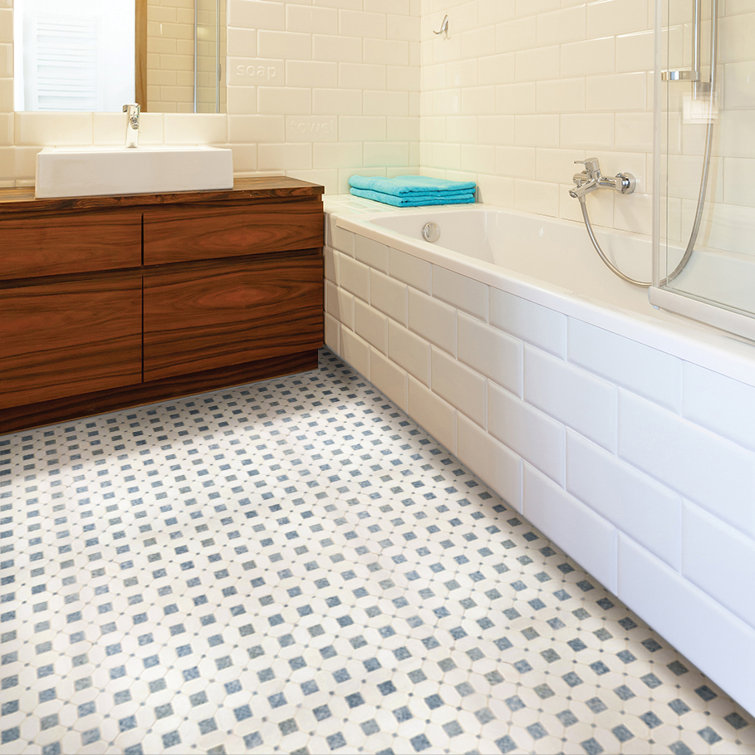 Azula Hatchwork Polished White Marble Mosaic Tile