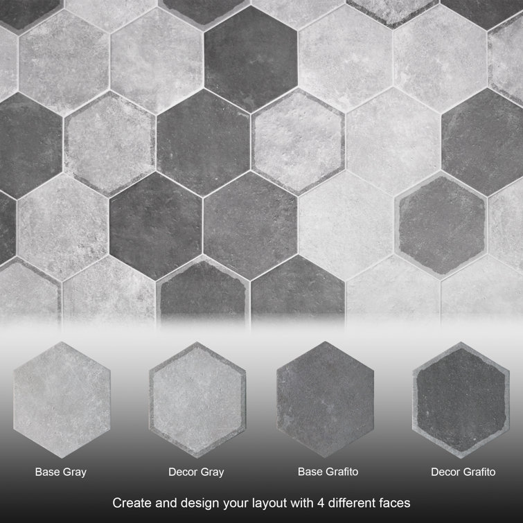Dakota Hexagon Matte Gray Porcelain Wall and Floor Tile