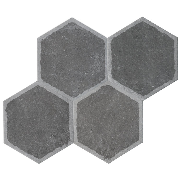 Décor Grafito Hexagon Porcelain Floor and Wall Tile